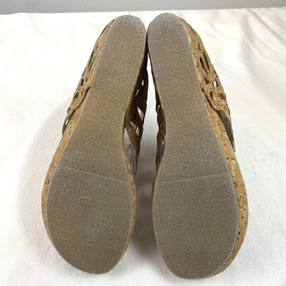 Duck Head Women's Tan Slip-On Cork Dressy Open Toe Wedge Sandals 3" Heal SZ 9.5 - Picture 6 of 13